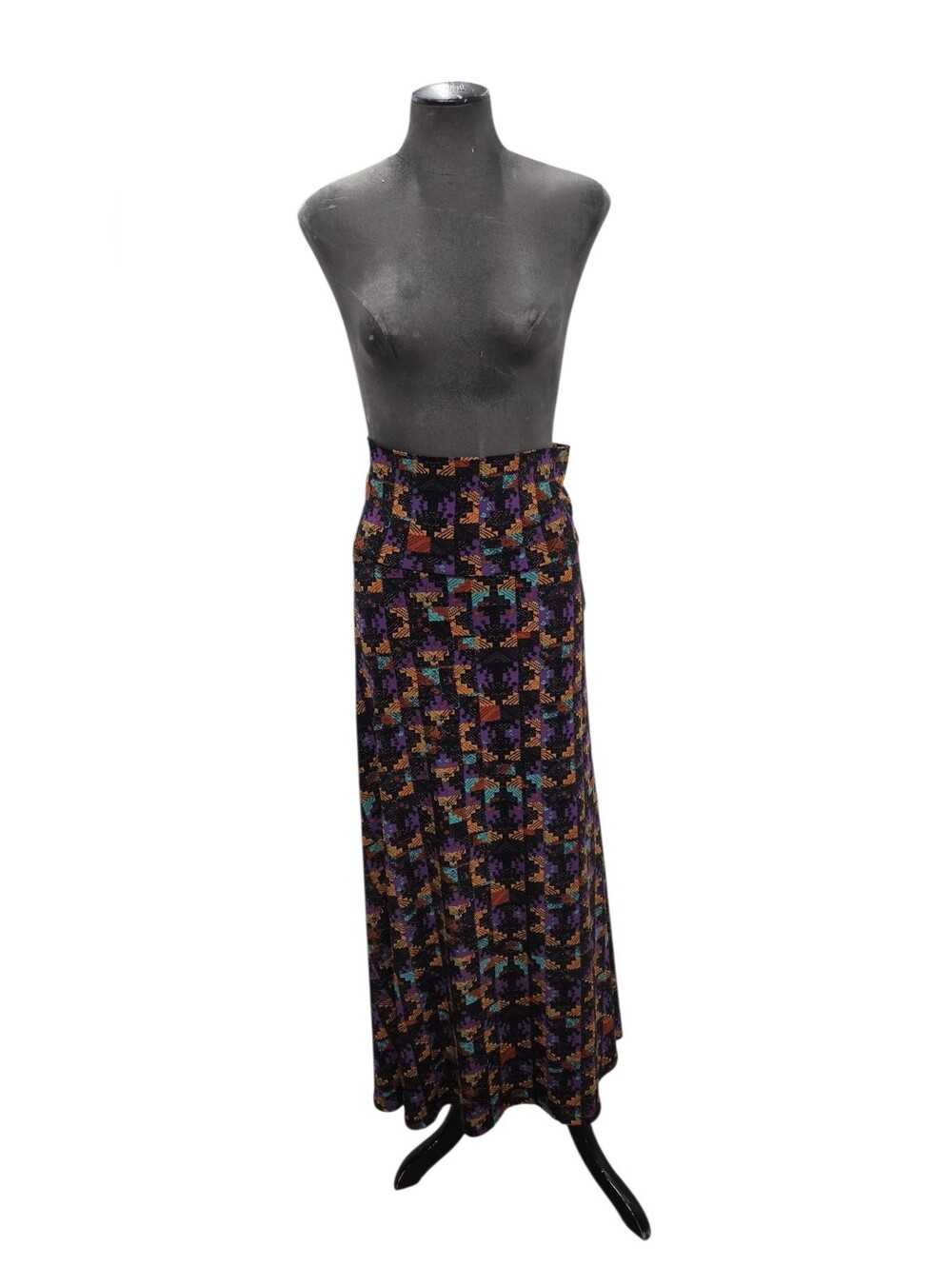 Lularoe Size XS Maxi Black Multi-Color Patterned Long Women's Skirt
